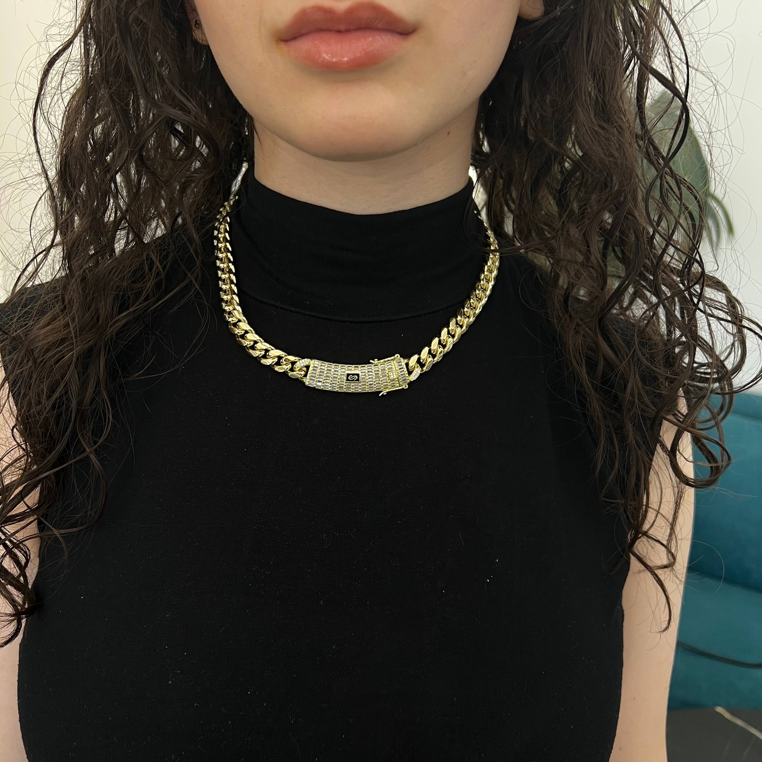 Monaco Bold Cuban Link Chain Necklace with Iced-Out Clasp