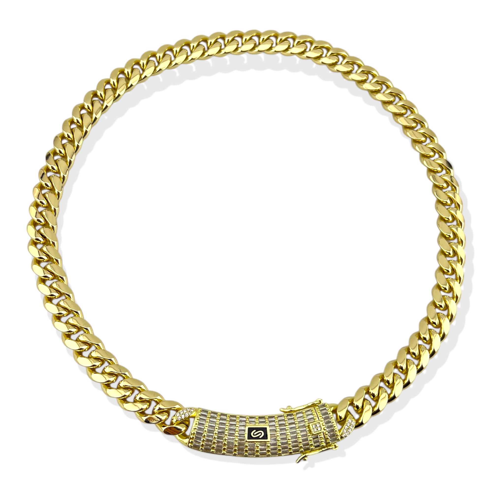 Monaco Bold Cuban Link Chain Necklace with Iced-Out Clasp