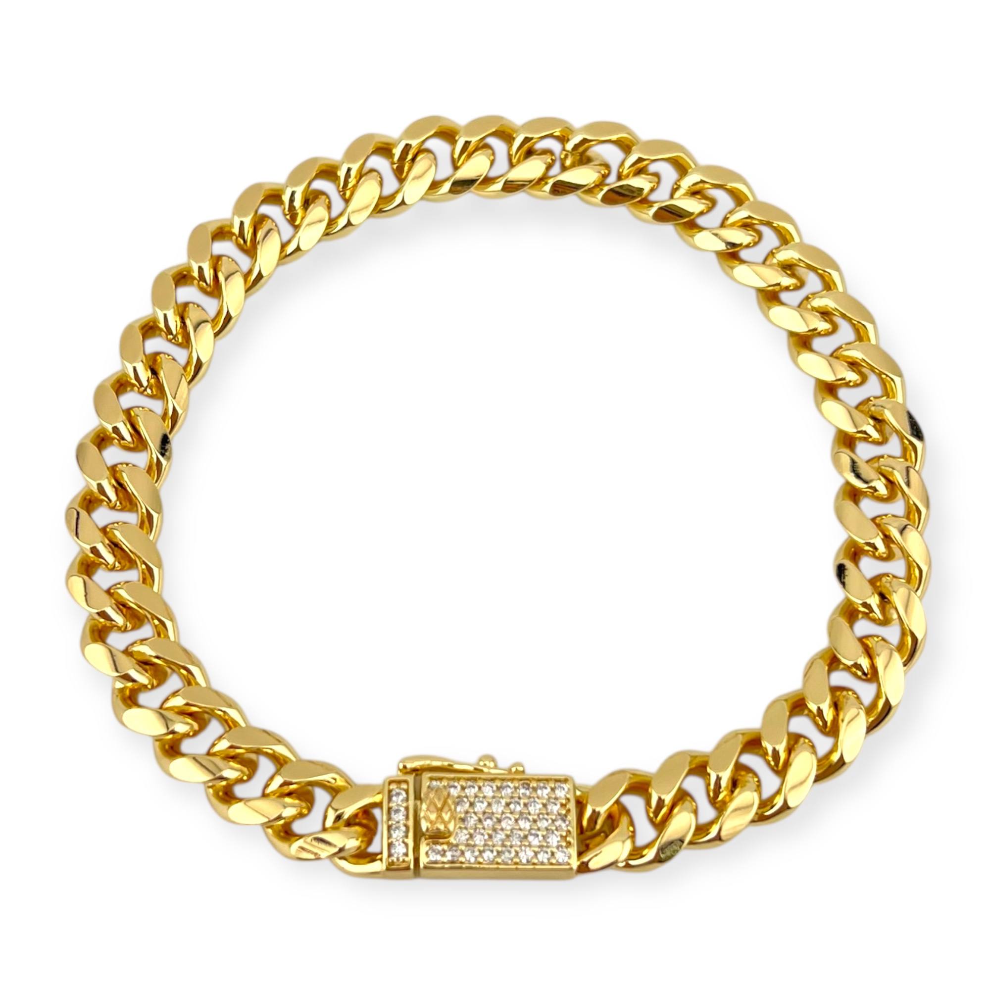 Luxe Cuban Link Bracelet with Pave-Set Lock Clasp â¨