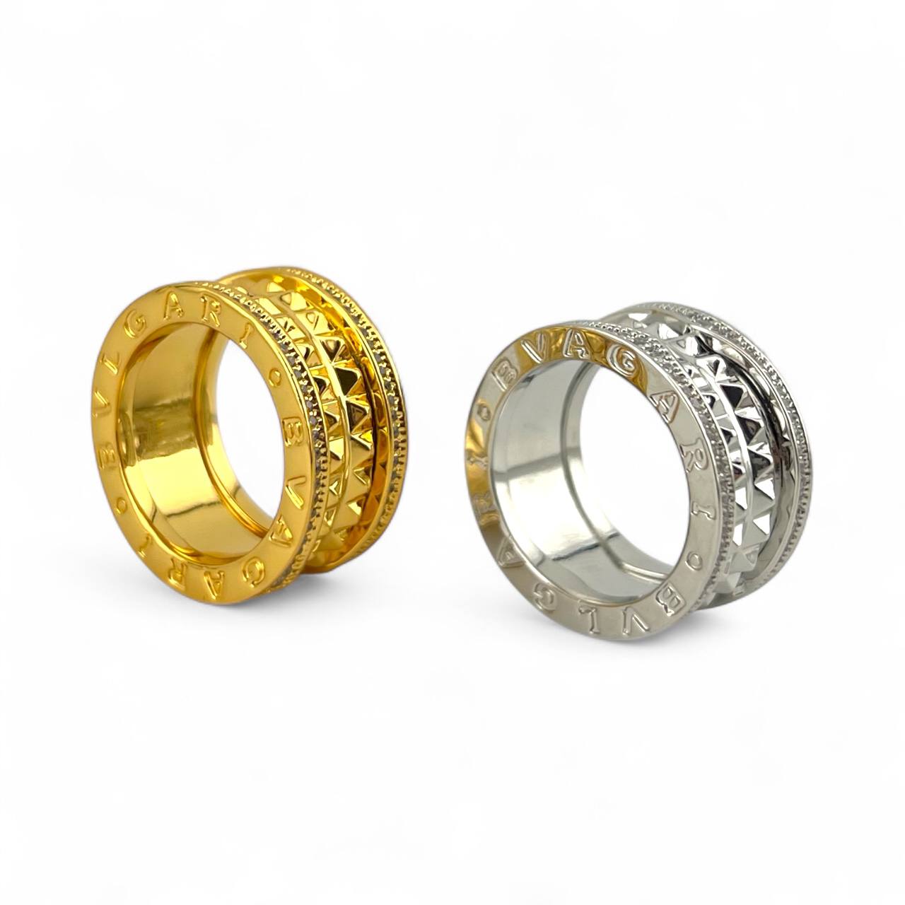 Bvulgari-Inspired Studded Band Ring