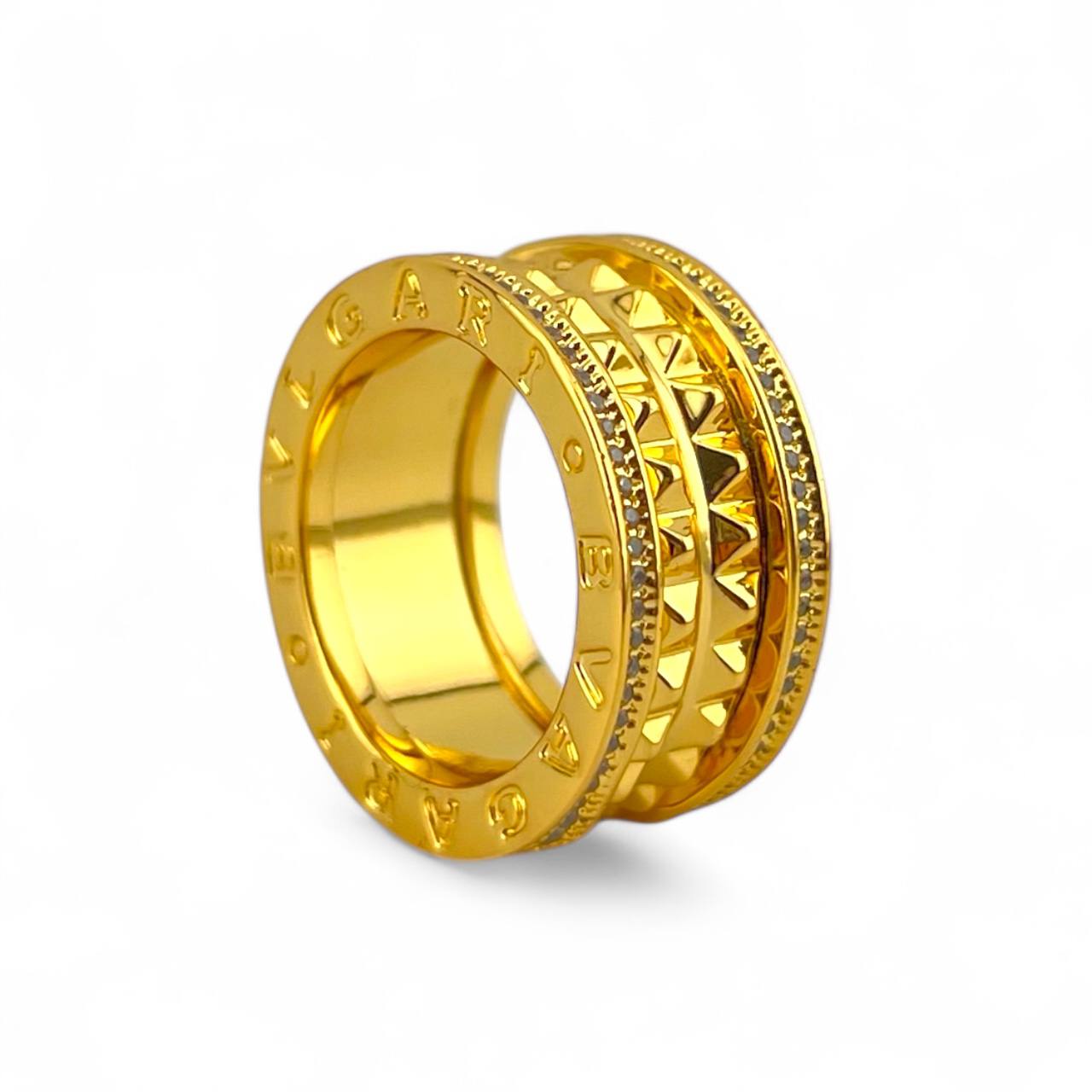 Bvulgari-Inspired Studded Band Ring