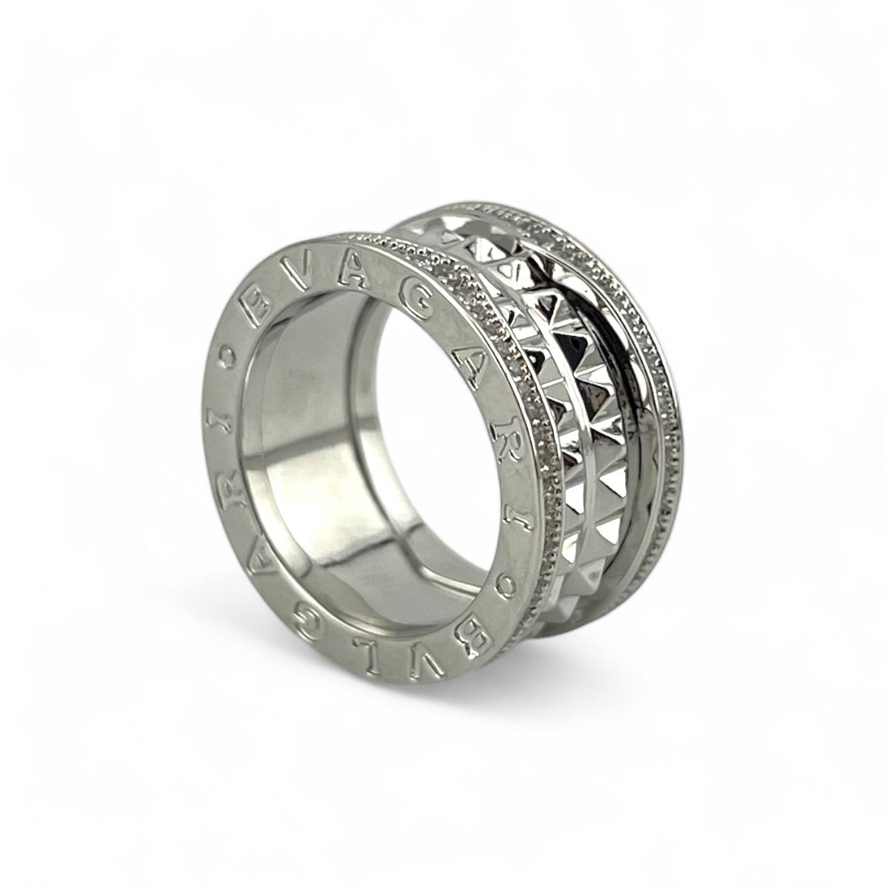 Bvulgari-Inspired Studded Band Ring