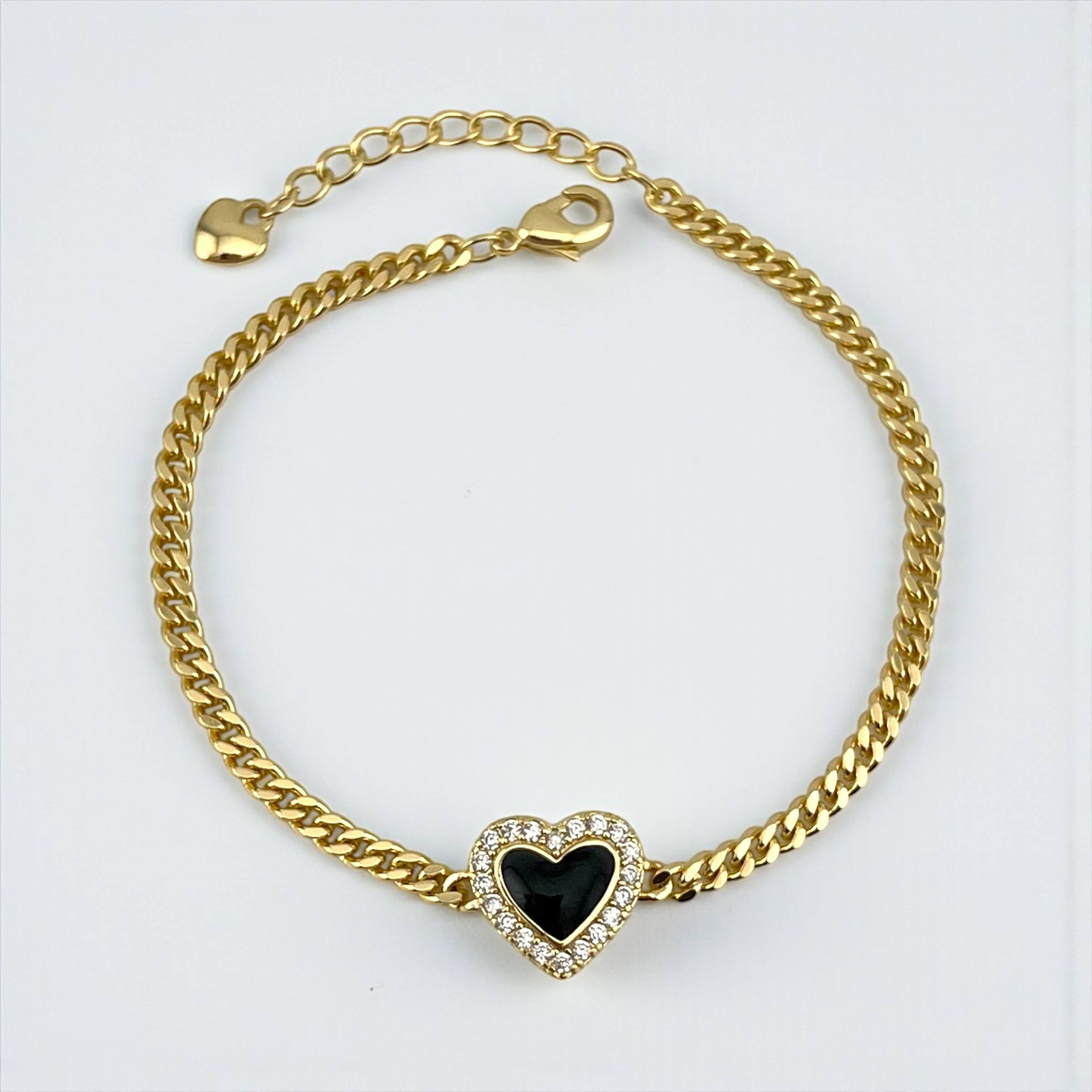 Black Heart Crystal Gold Bracelet 🖤