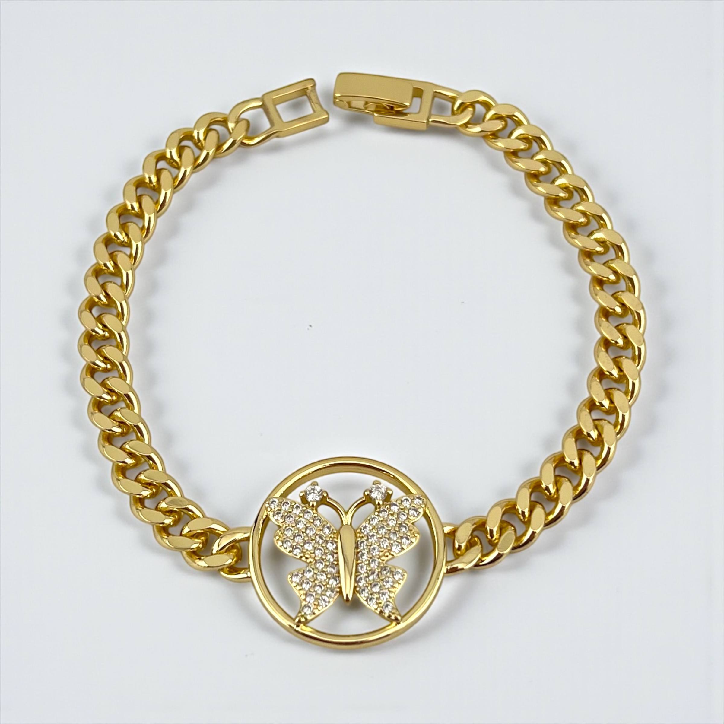 Gold Crystal Butterfly Medallion Bracelet āØ