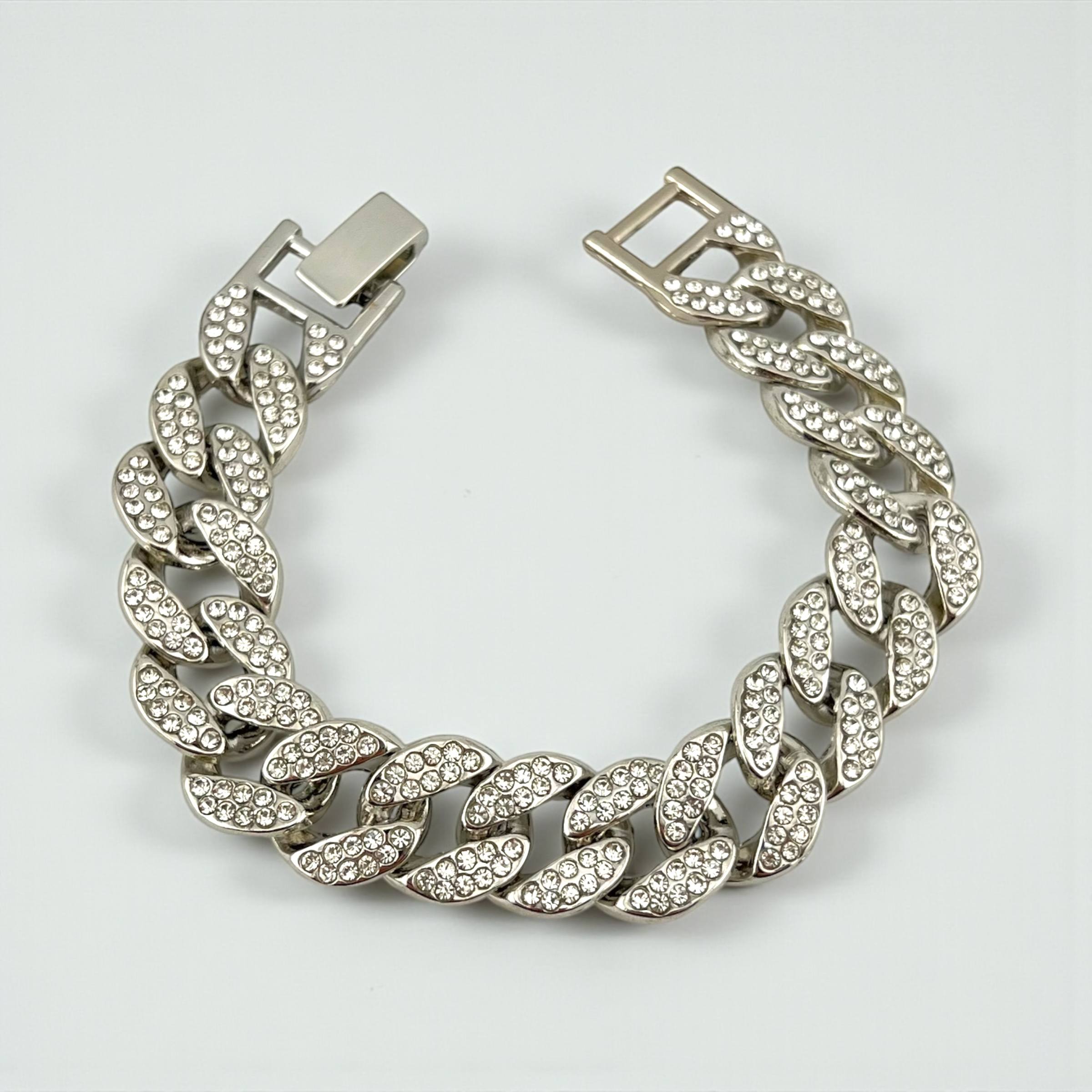 Iced-Out Silver Cuban Link Bracelet