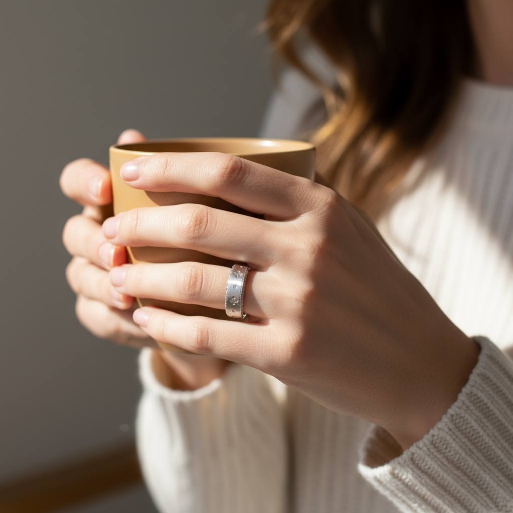 ✨ Vintage Bloom Band – Silver