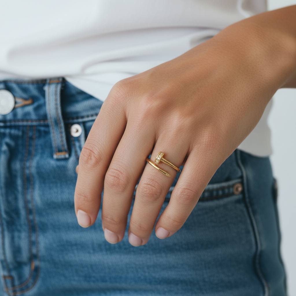 🔩cartier Gold Twist Nail Ring