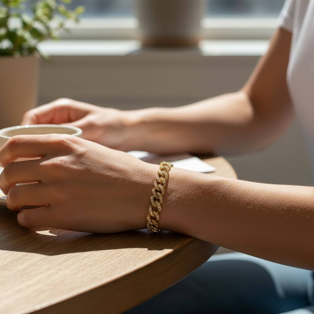 Iced Cuban chain Bracelet” – Gold & Silver Edition ✨