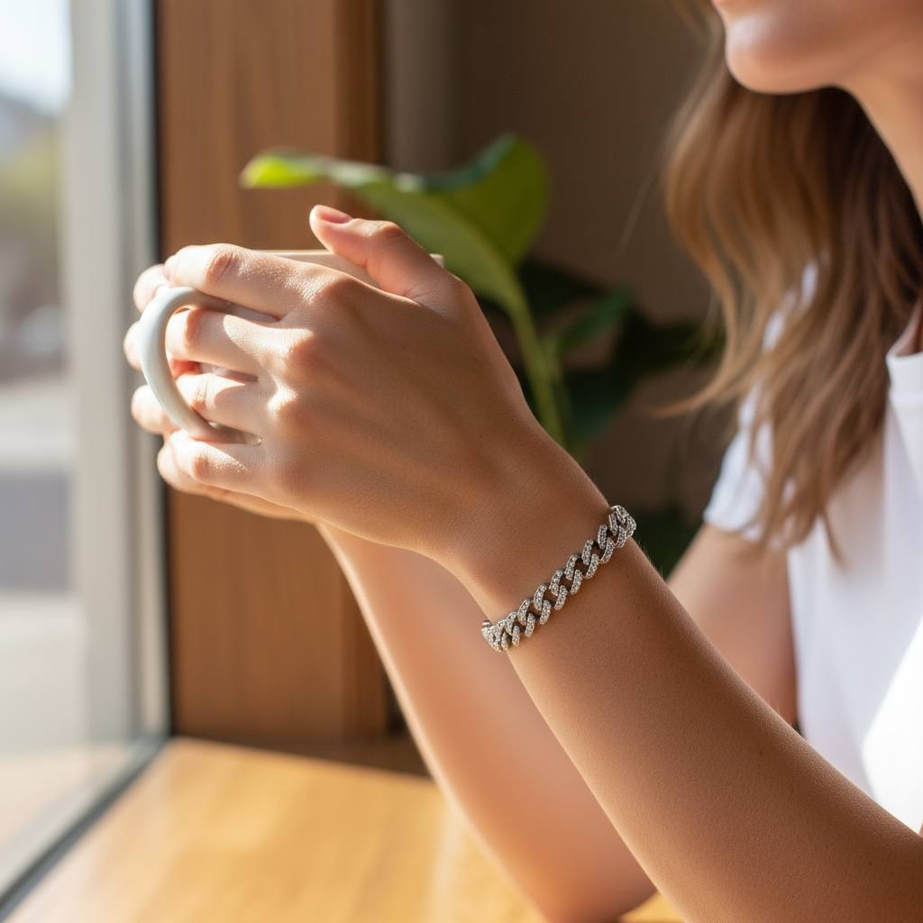 Iced Cuban chain Bracelet” – Gold & Silver Edition ✨