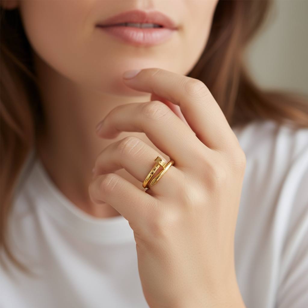 🔩 seda pin cartier Bold Nail-Inspired Ring – Gold