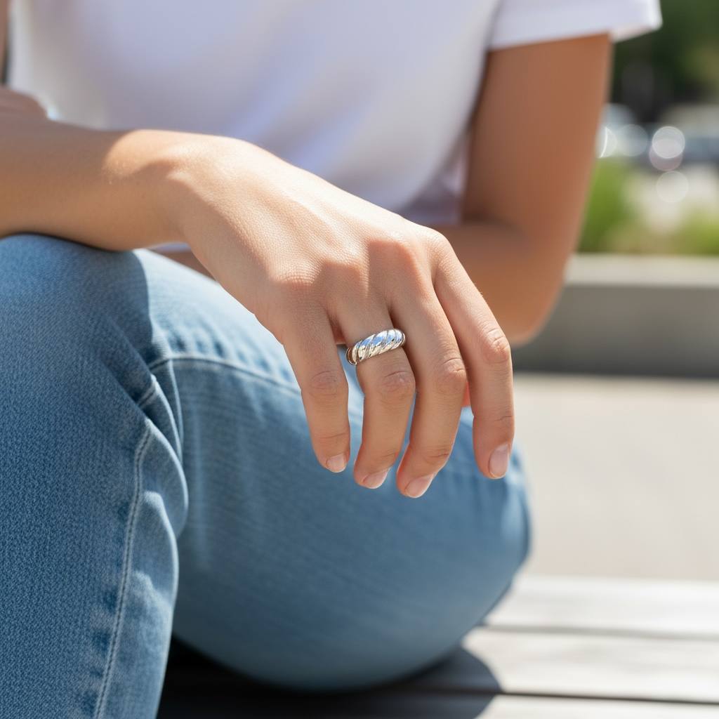 Bold Twist Silver color Ring – Sleek & Sculptural