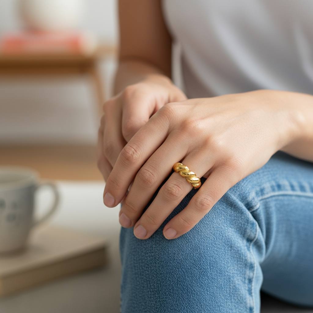 Bold Twist Gold Ring – Iconic Elegance