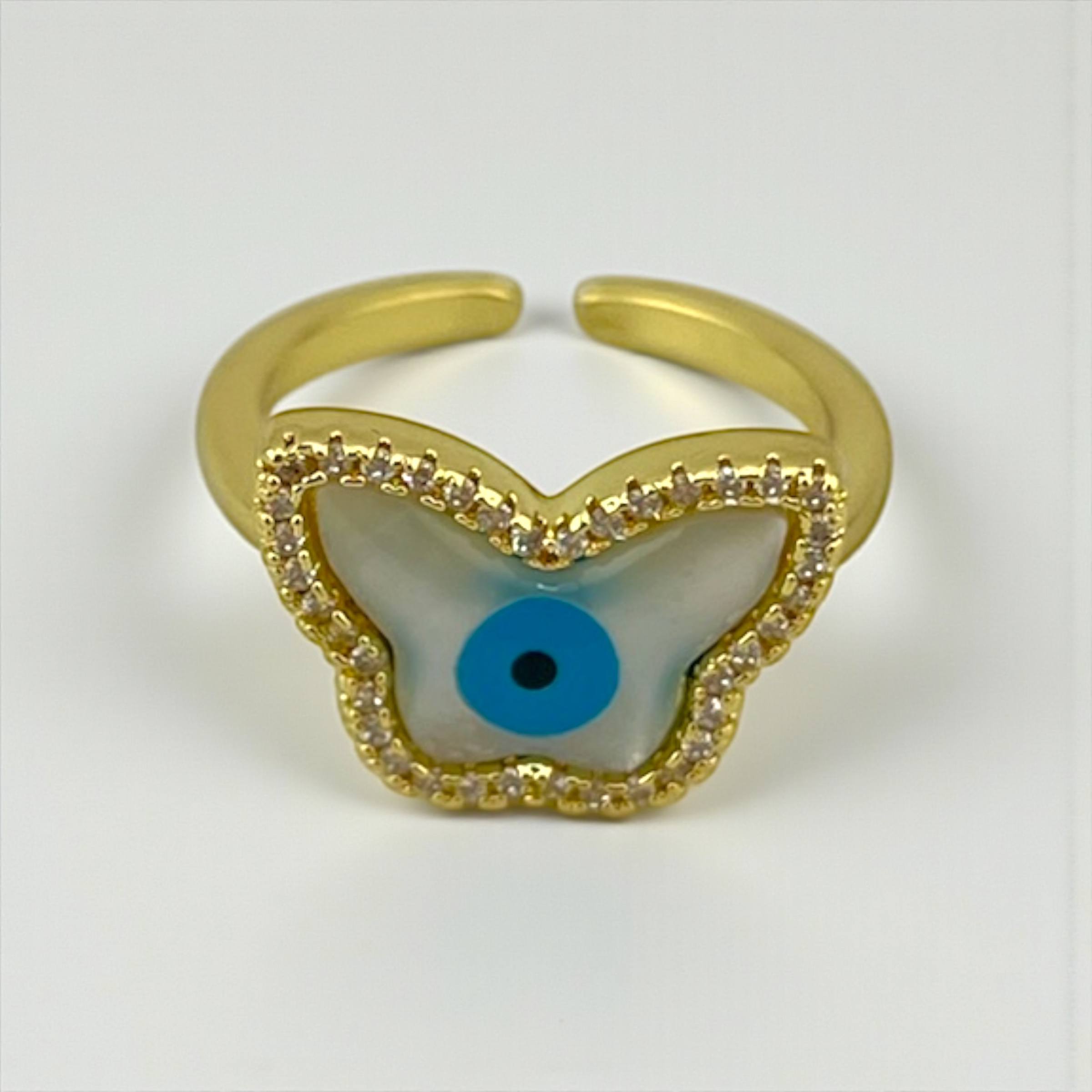 Butterfly Evil Eye Ring