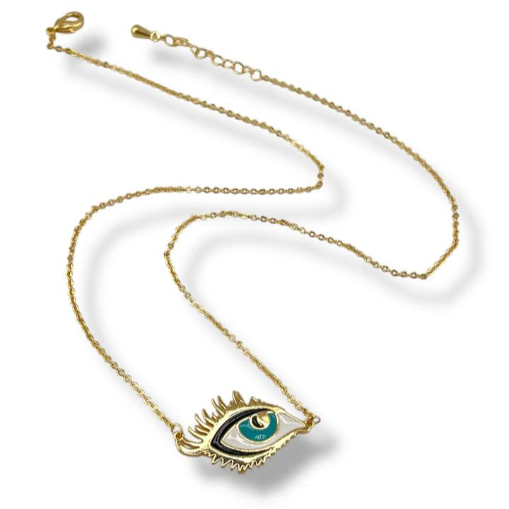 Haifa's eye Necklace – Evil Eye Pendant in Gold Enamel