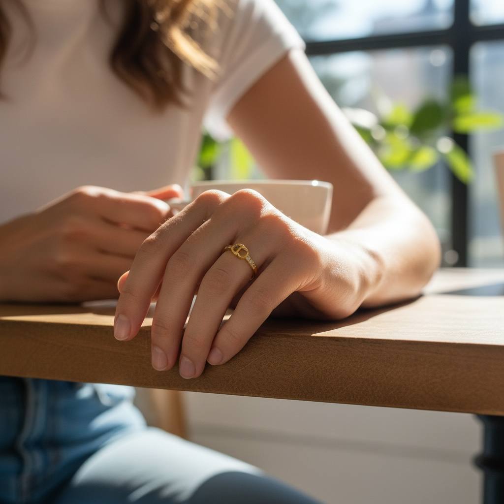 CD minimalist Signature Initial Ring – Gold-Plated with Crystal Accents ✨
