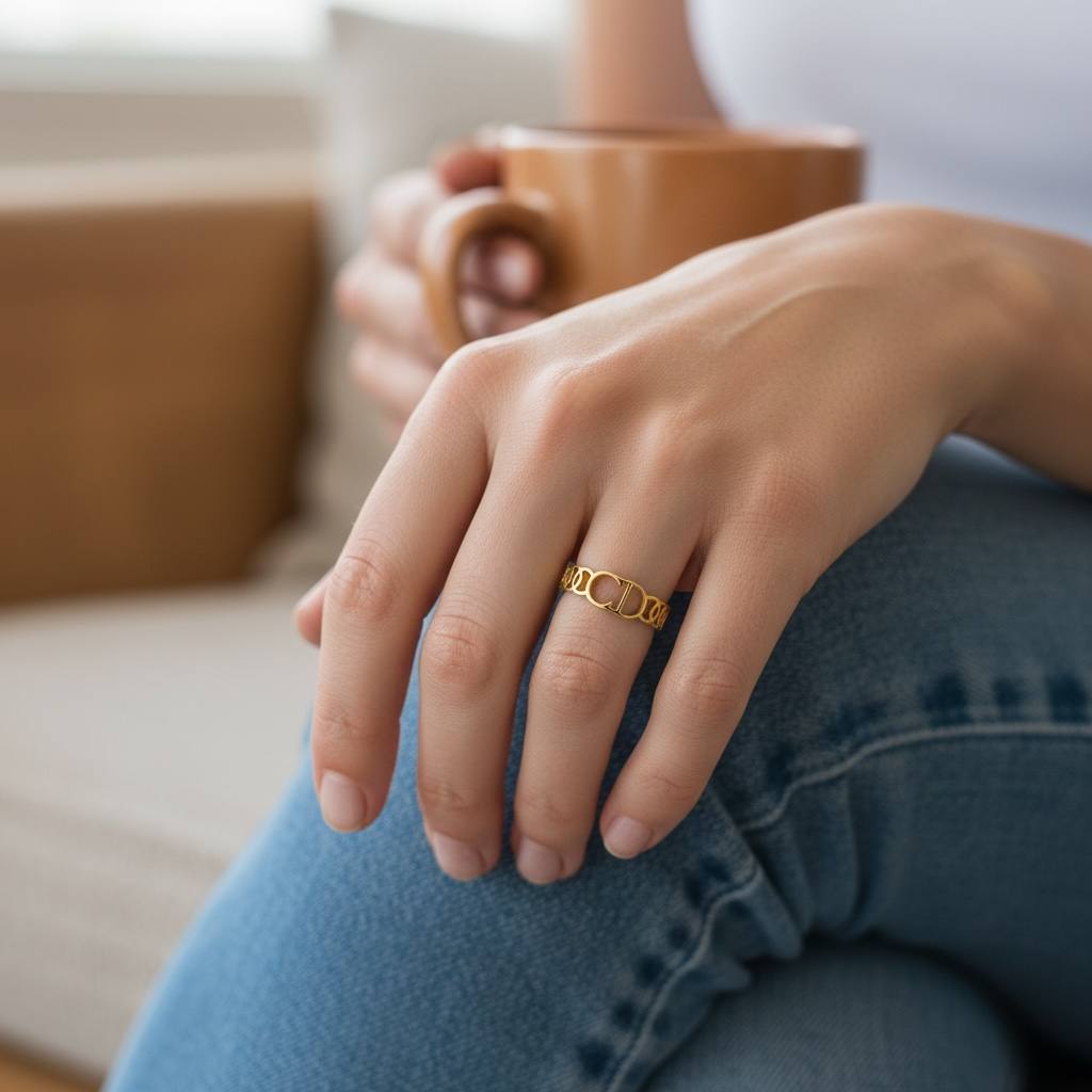 CD Luxury Initial Cut-Out Ring β 18K Gold-Plated β¨