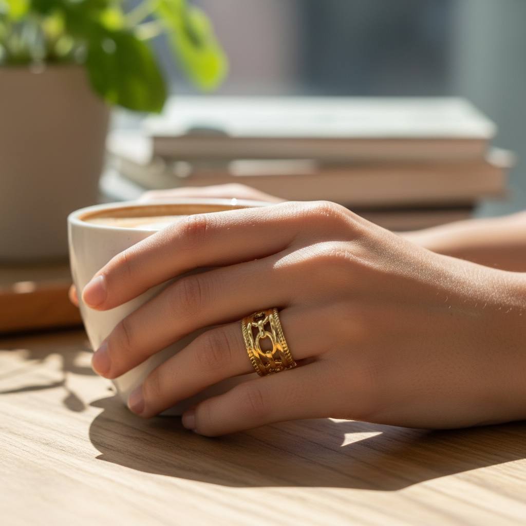 Rope-Chain Statement Ring – 18K Gold-Plated ✨