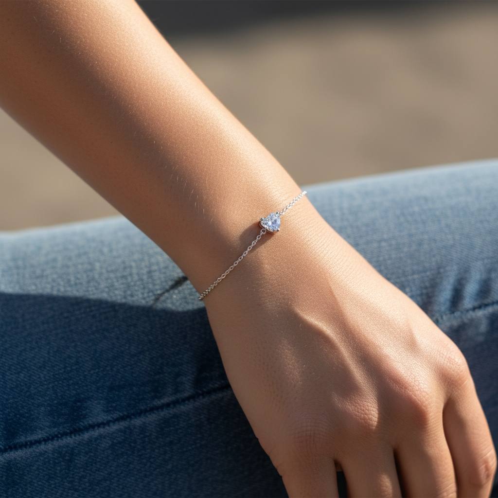 silver 925 Mini heart Crystal Bracelet