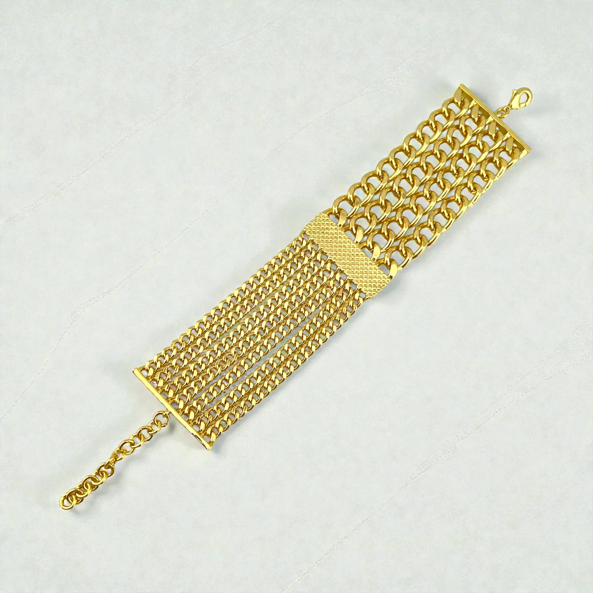 Multi chain Layered Curb Bracelet â 18K Gold-Plated