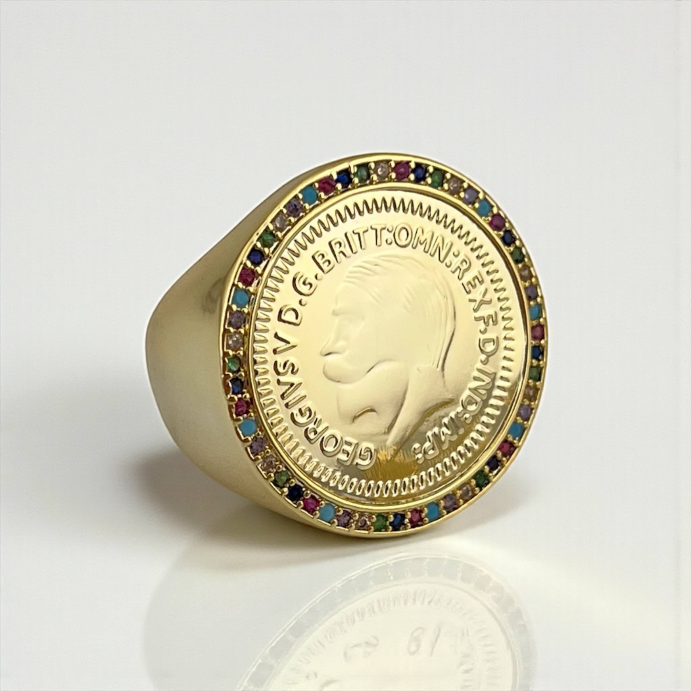 👑 Royal Coin Statement Ring – Gold
