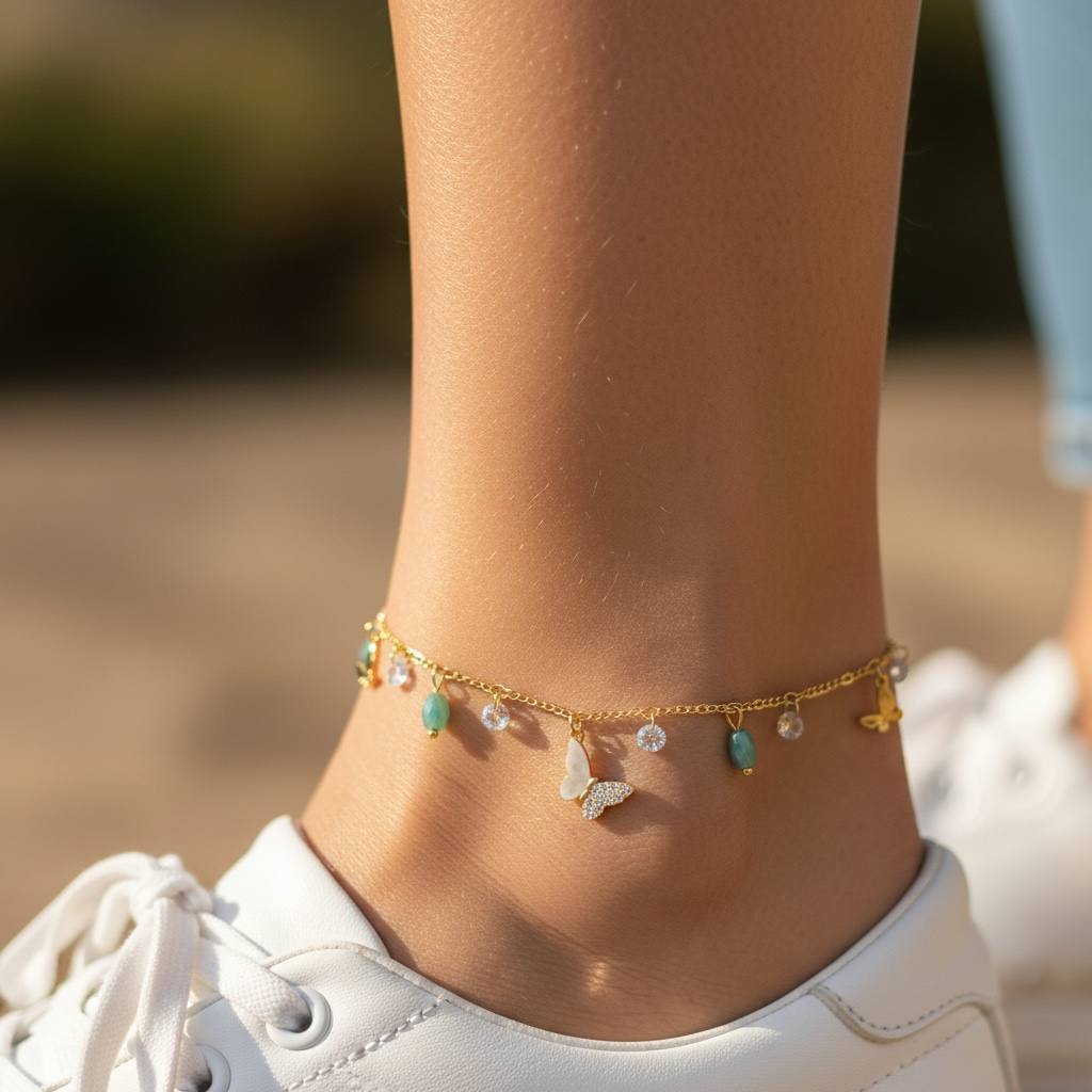 Butterfly & Gemstone Anklet