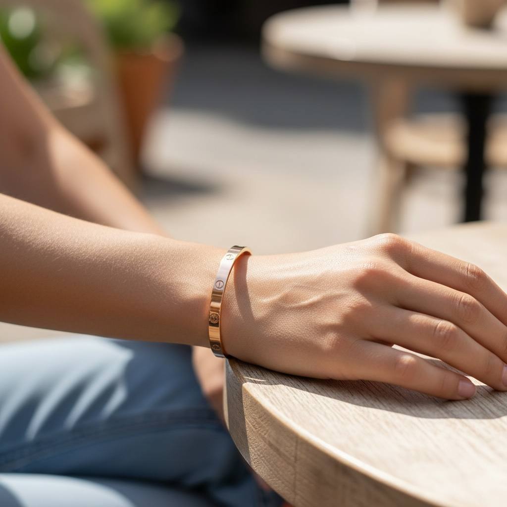 cartier love rosegold Screw Motif Cuff Bracelet β Timeless Rose Gold Elegance