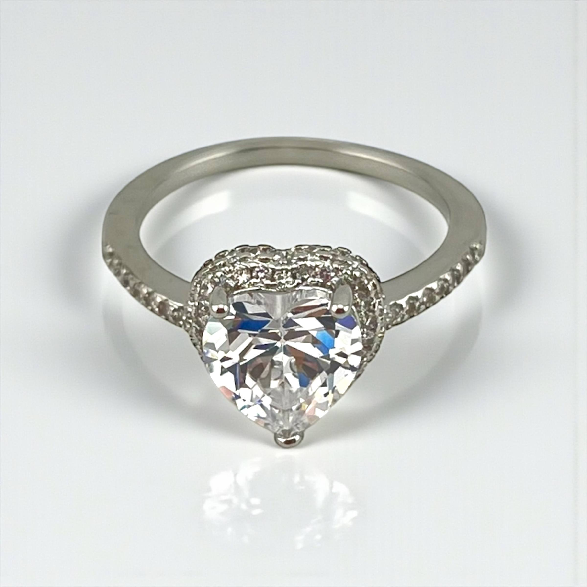 Pandora Crystal Heart Solitaire promise Ring