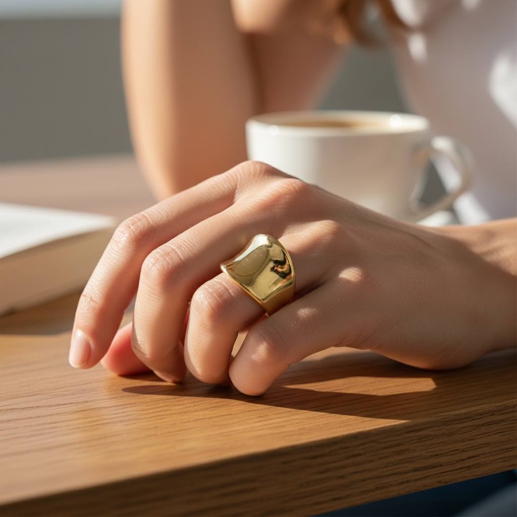 Bold Sculpted Dome Ring – Gold Elegance