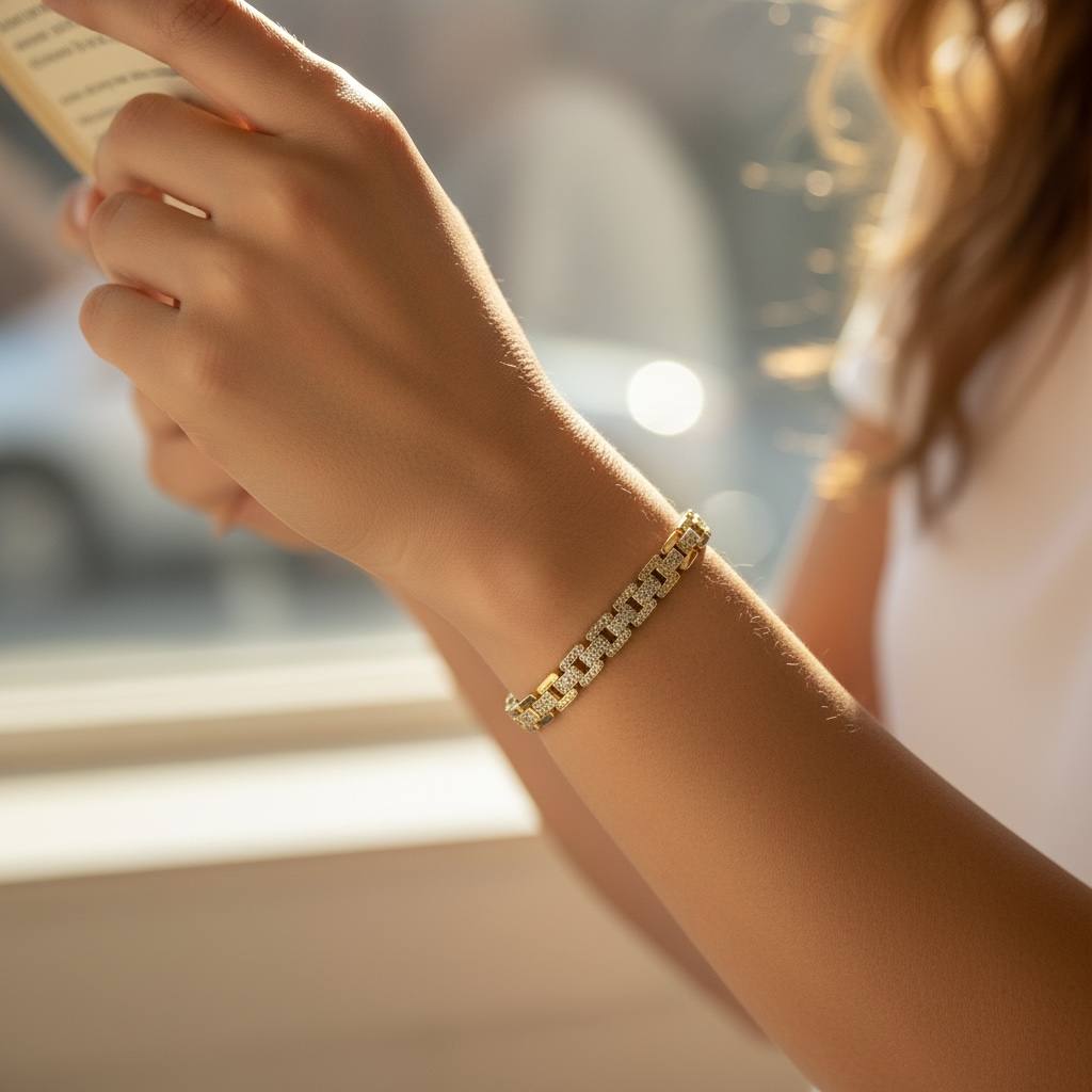 Rolex Slim Iced Link Gold Bracelet