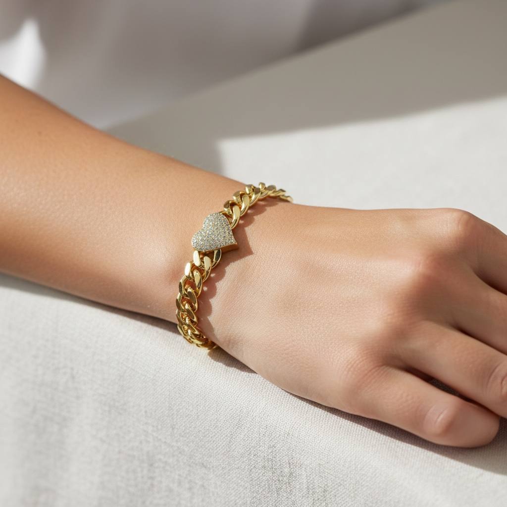 Heart Cuban Chain Bracelet ✨💛