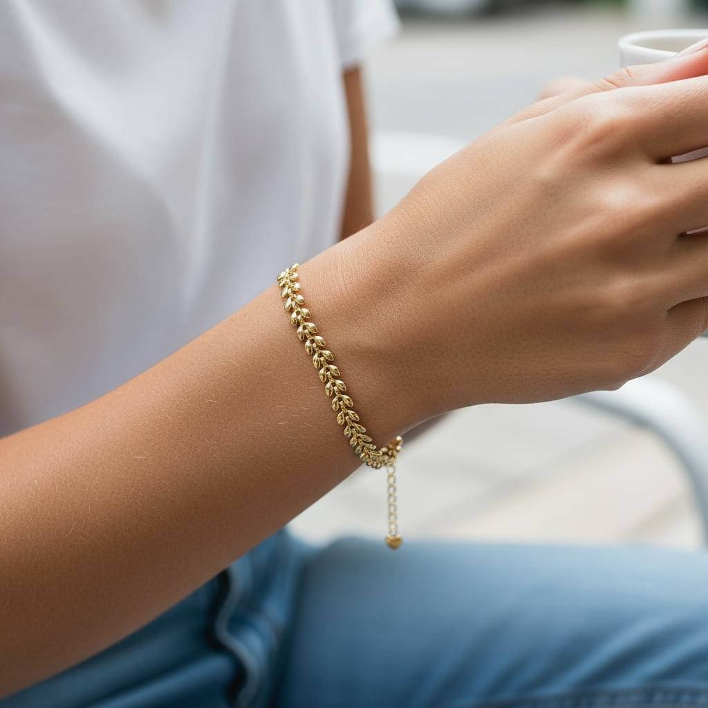 Wheat Golden Leaf Chain Bracelet ✨