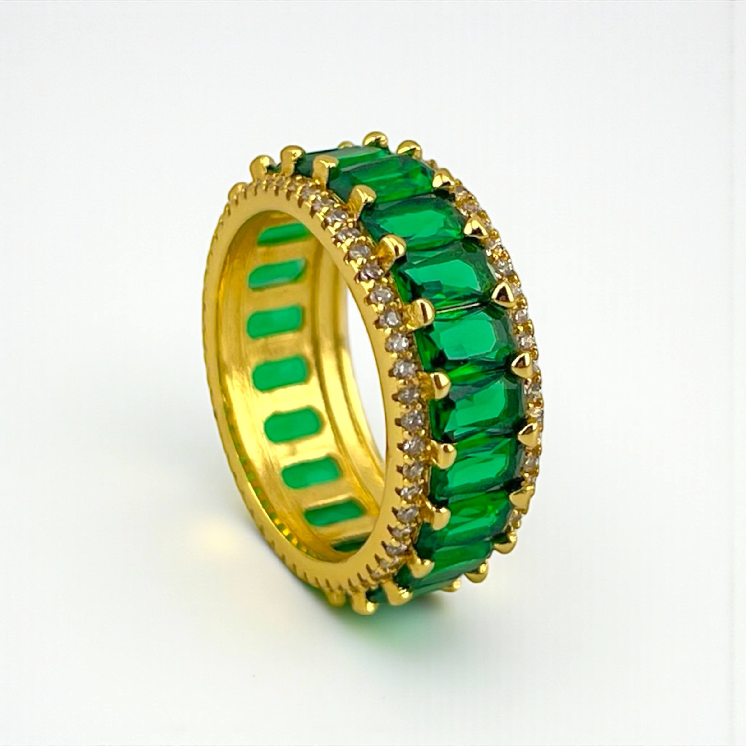 colored Crimson Radiance Ring – Gold-Plated with Ruby-Hued Baguettes