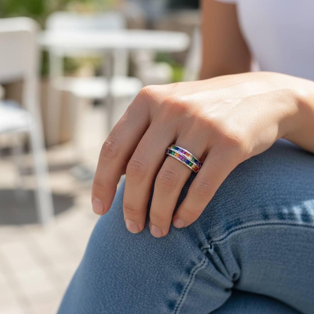 Rainbow Stack Band Ring š