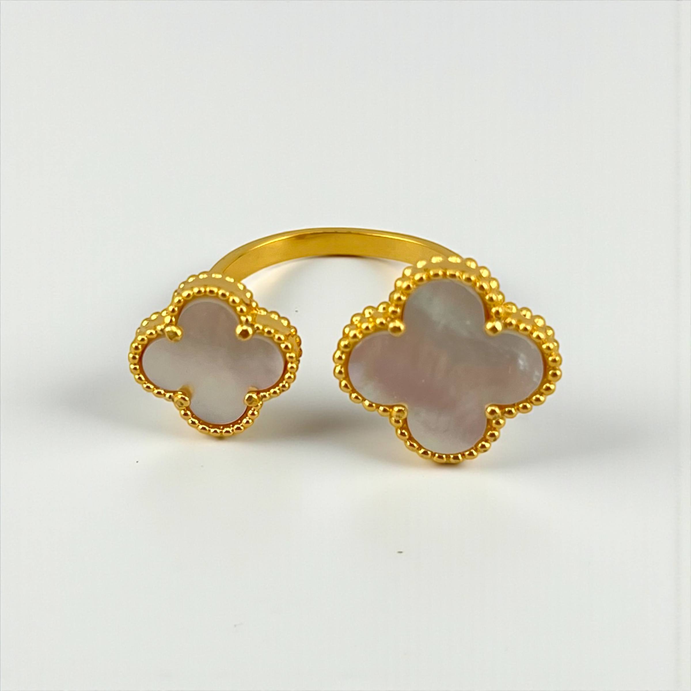 VIP Vancleef dual Blossom Luxe Ring – Gold Plated