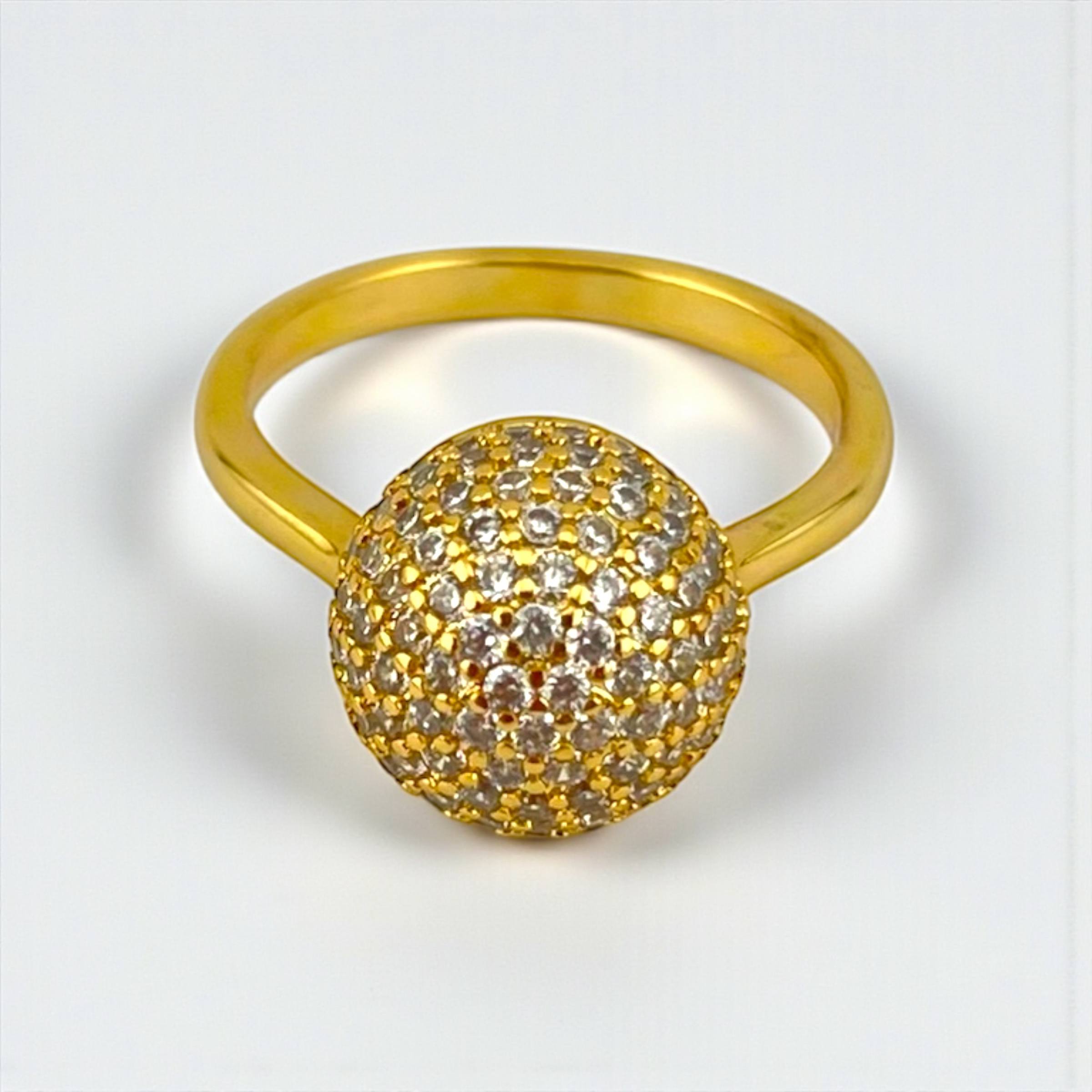 Luna Pavé Ball Ring – Gold & Silver