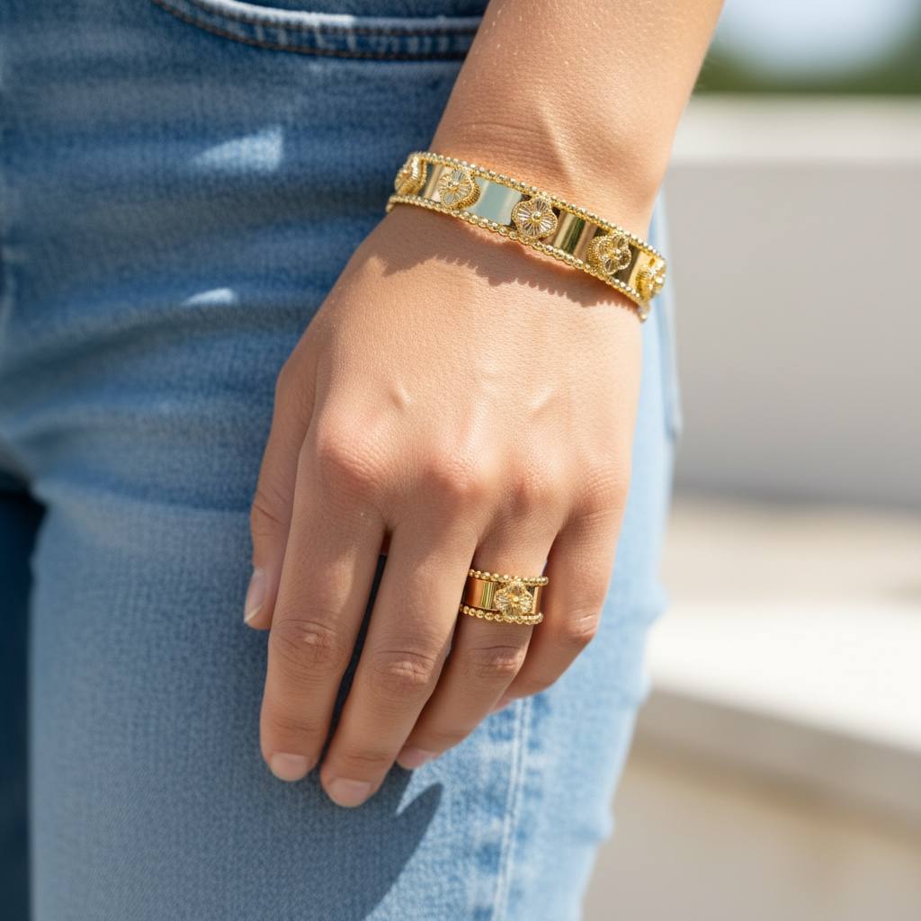 Vancleef Royal Medallion Bracelet & Ring Set