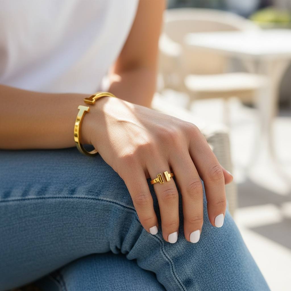 thick tiffany bangle & Ring Set