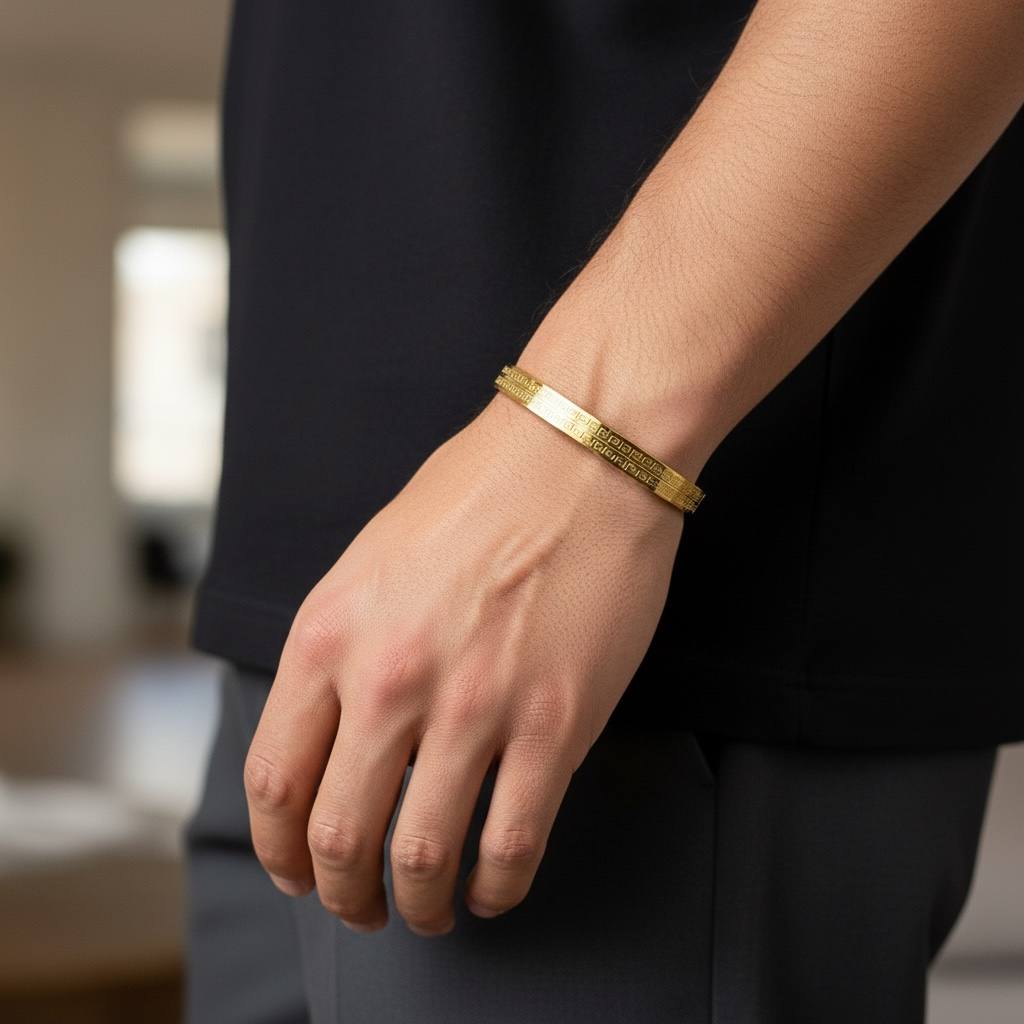 Gold Greek Key Bangle