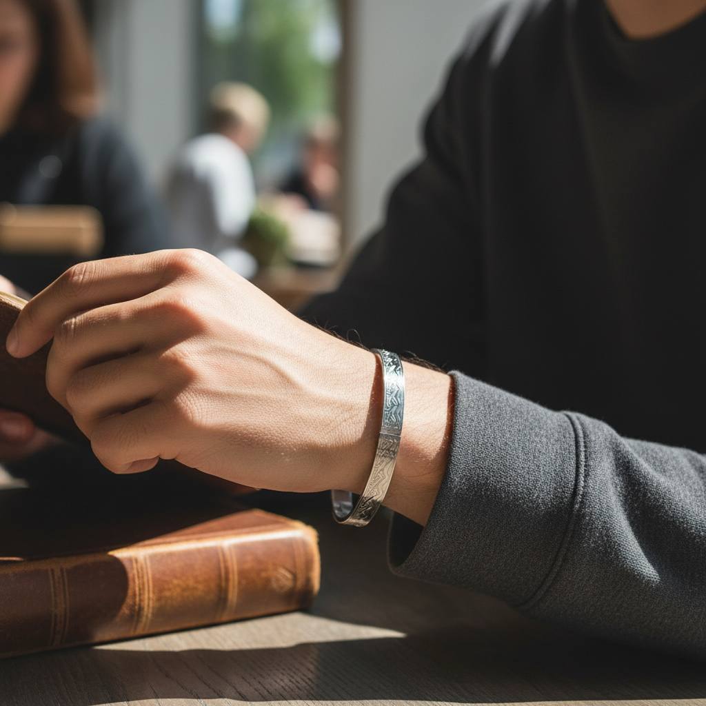 Silver Tribal Engraved Bangle
