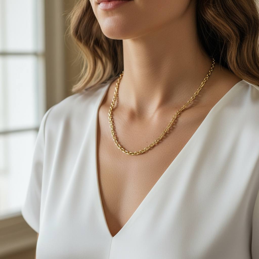 Classic Round Link Gold-Plated Necklace āØ