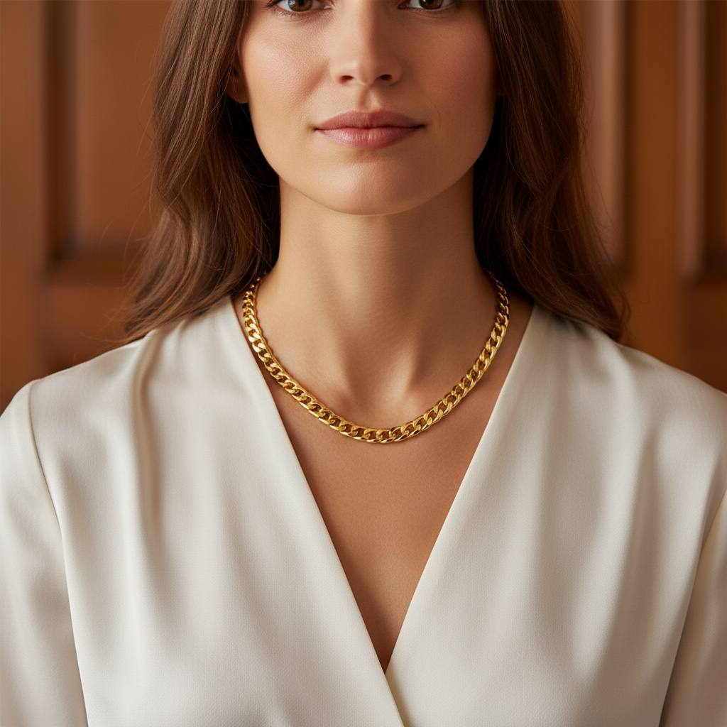 Stainless steel Bold Luxe Cuban Chain Necklace – Gold Edition