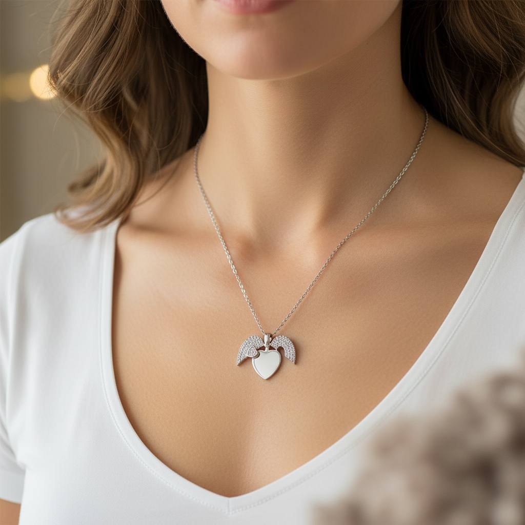 Angelic Heart Duo Necklace-open and close