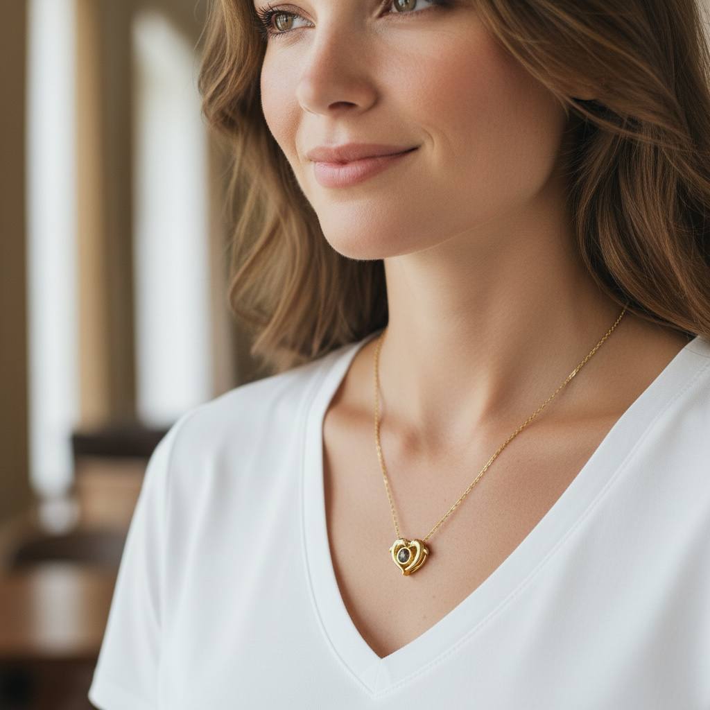 I Love You in 100 Languages – Heart dolphin Projection Necklace