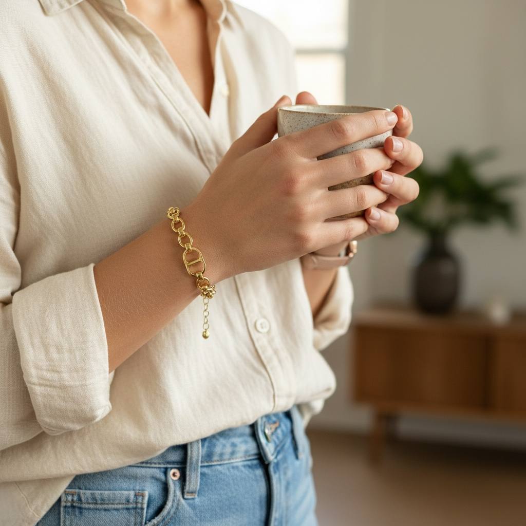 CD “Signature Link” 18K Gold-Plated Bracelet 💛✨