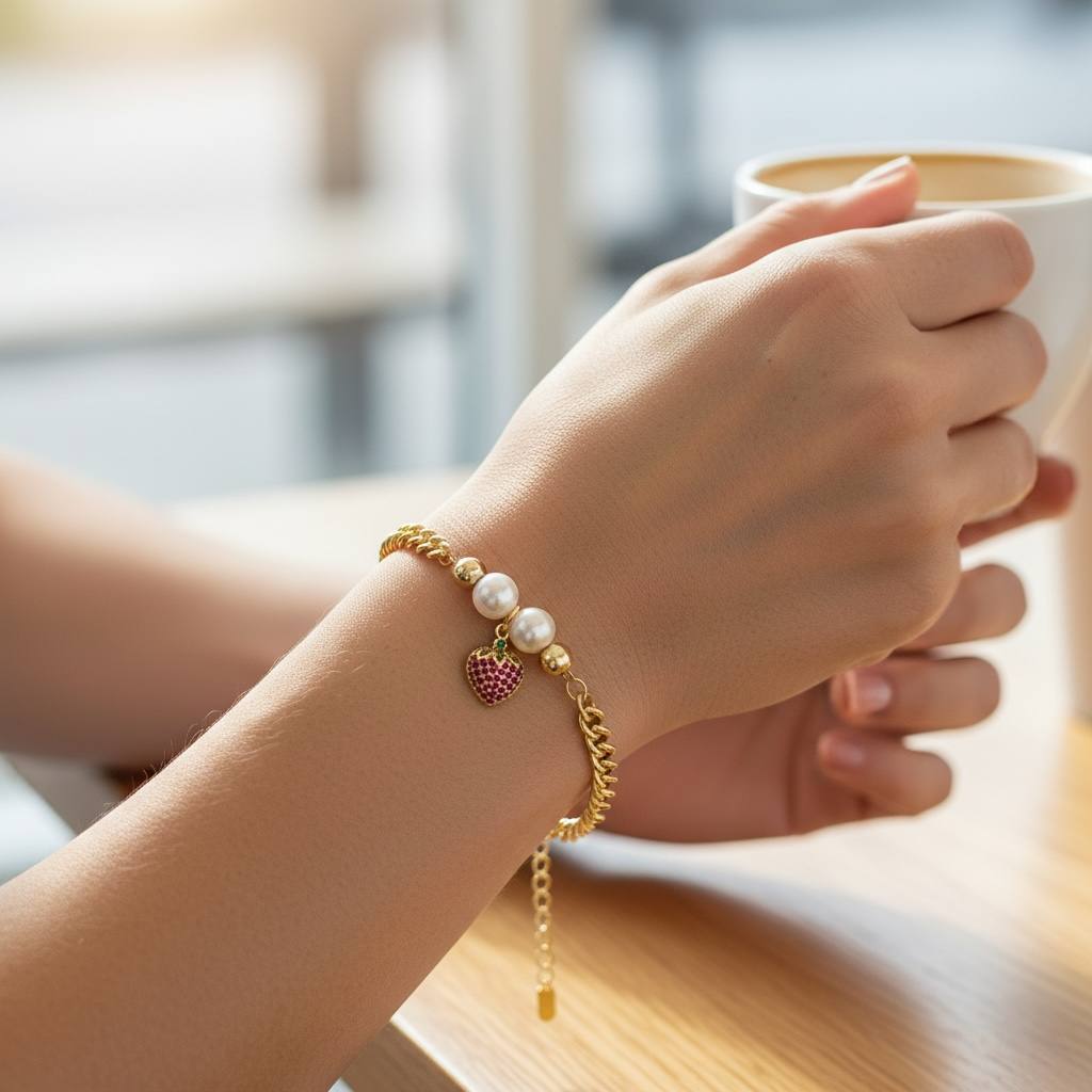 strawberry pearl bracelet