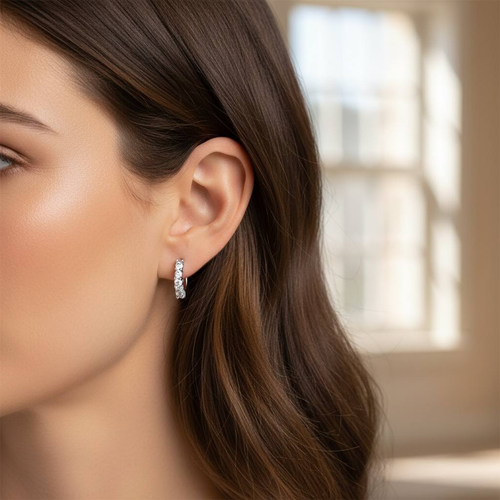 Tennis Crystal Crown Mini Hoops earrings✨