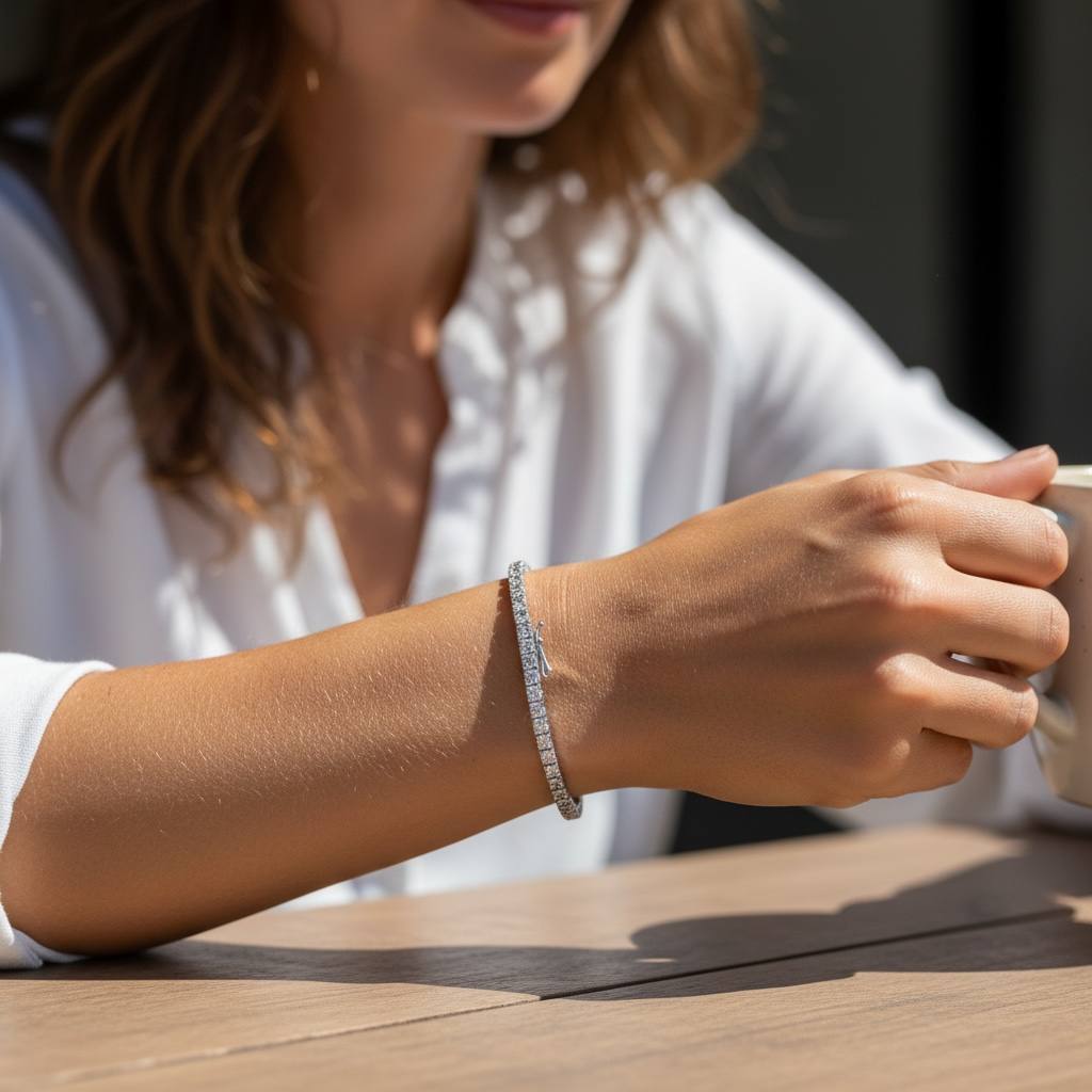 Silver 925 Tennis Bracelet(3mm)-white diamondlite stone