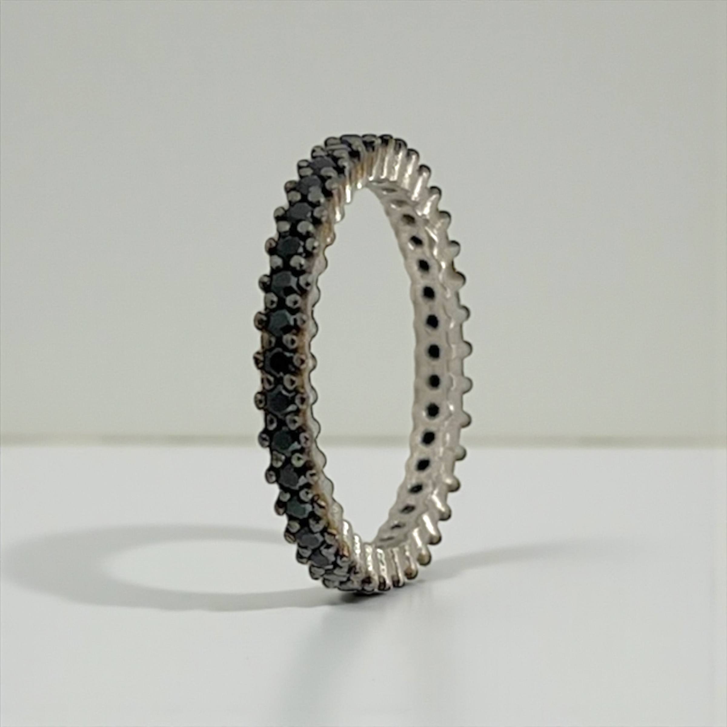 Silver 925 thin Harmony Ring – Black & Silver Duo