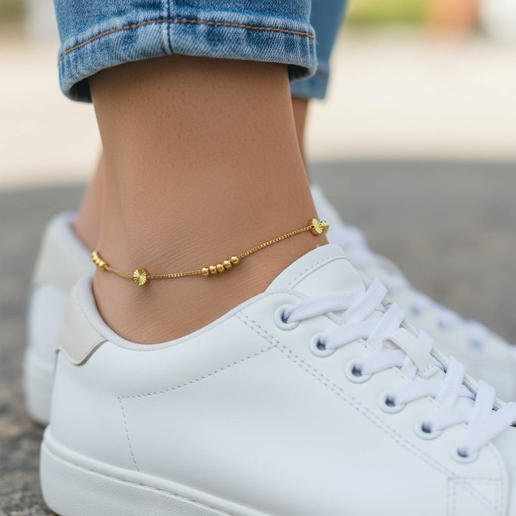 Golden Beaded Anklet