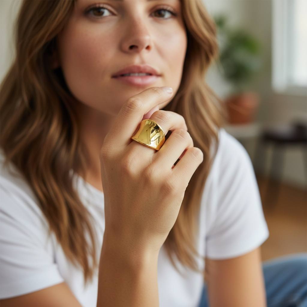 Bold Sculpted Dome Ring – Gold Elegance